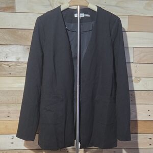 Calvin Klein Womens Classic Collarless Blazer Black Size 8
